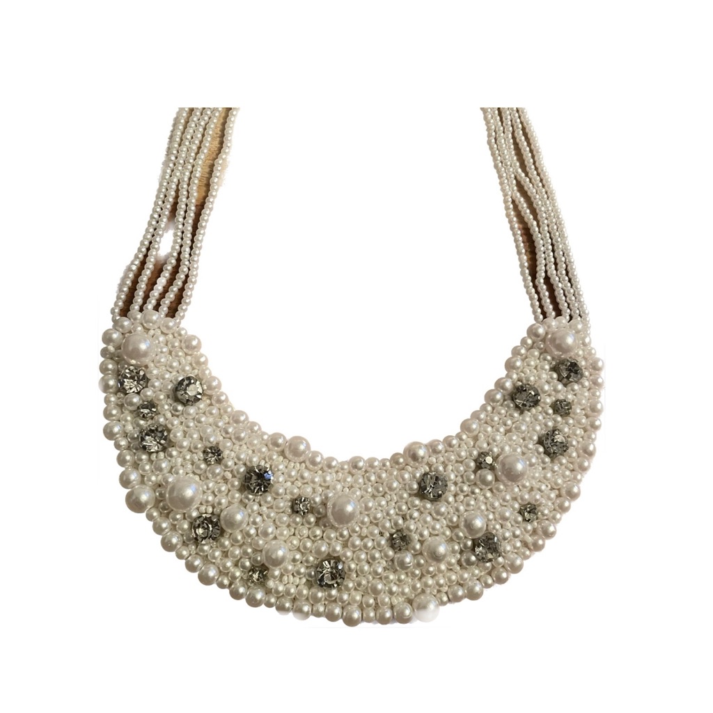 Nwt Borrowed Blue By Southern Living Pearl And Crystal Embellished Necklace 60$